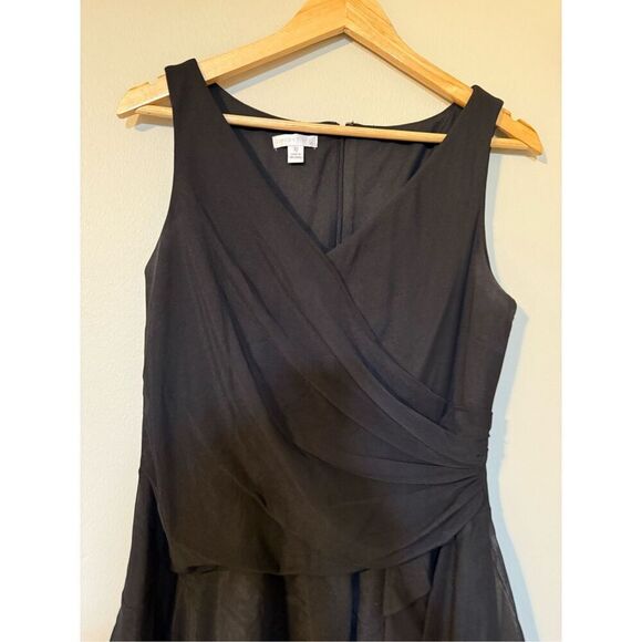 London Times Size 10 Stacked Ruffle Flounce Evening Dress Black Knee Length Glam - Picture 3 of 7